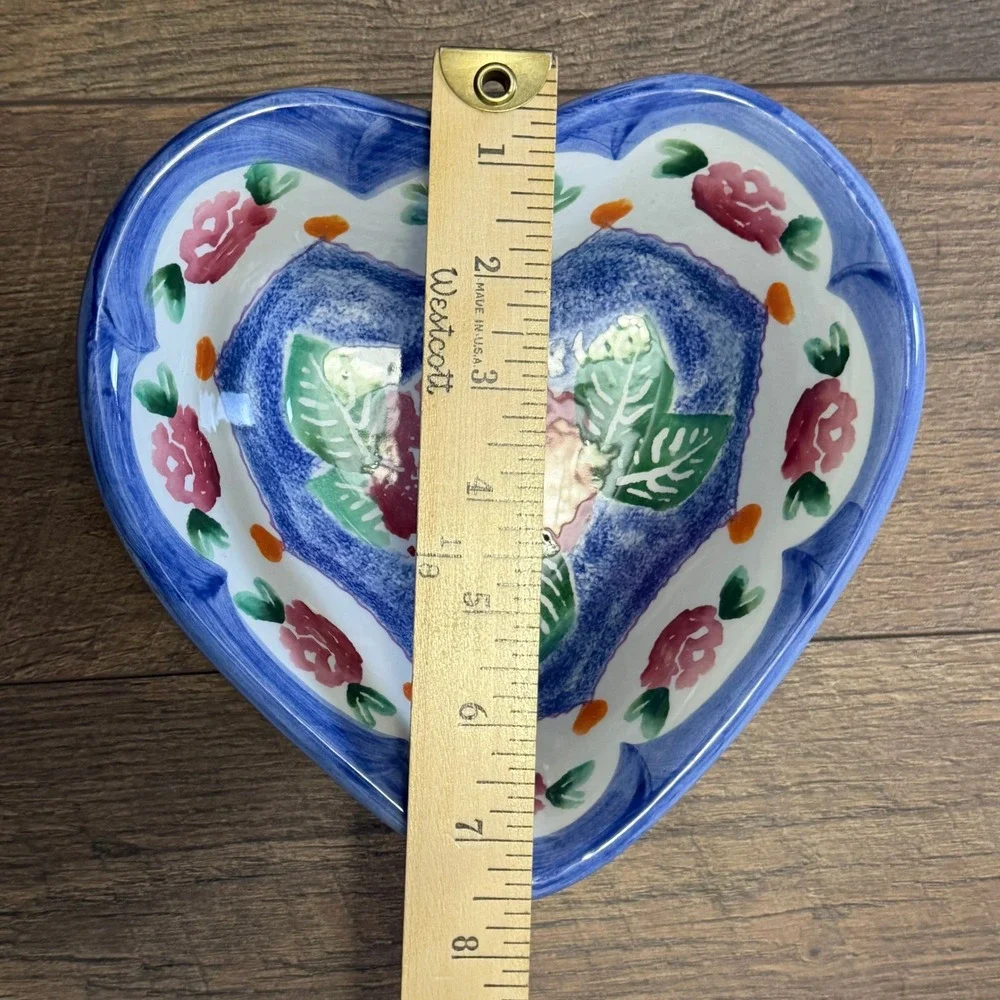 Ancora Italy Hand Painted‎ Heart Shaped Ceramic Bowl 7.5